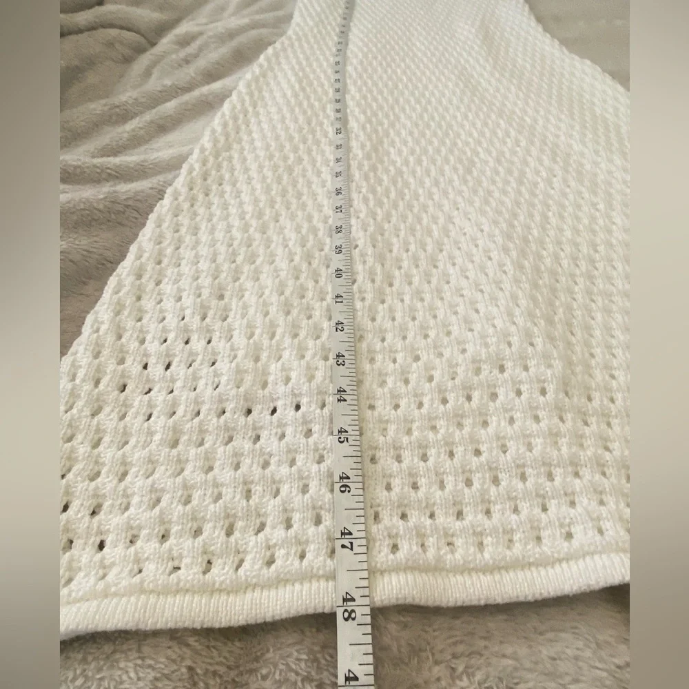 Vintage Kate Spade White Pointelle Knit Sleeveless Maxi Dress with Slip Lining - Picture 11 of 17